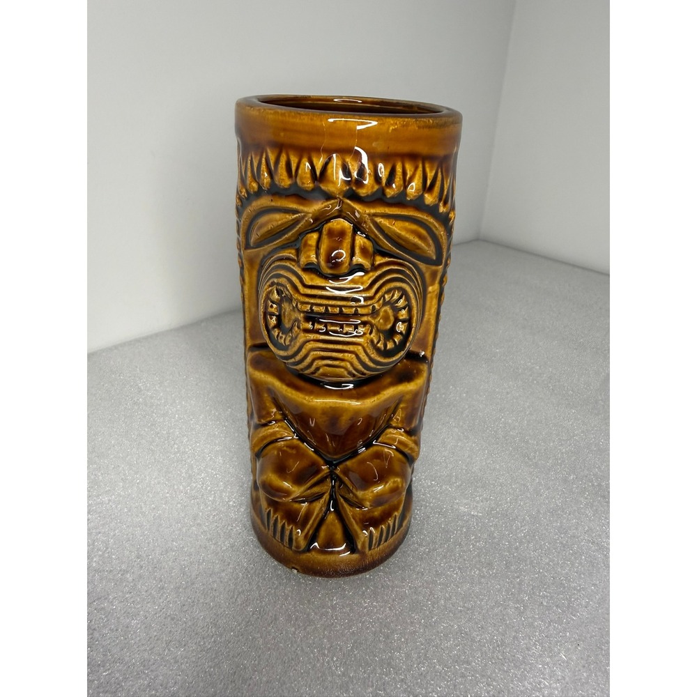 Vintage Orchids of Hawaii R-74 Tiki Mug Brown Glazed Ceramic Japan Barware